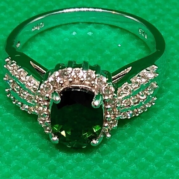 Russian chrome diopside ring sz 6 - Picture 1 of 6